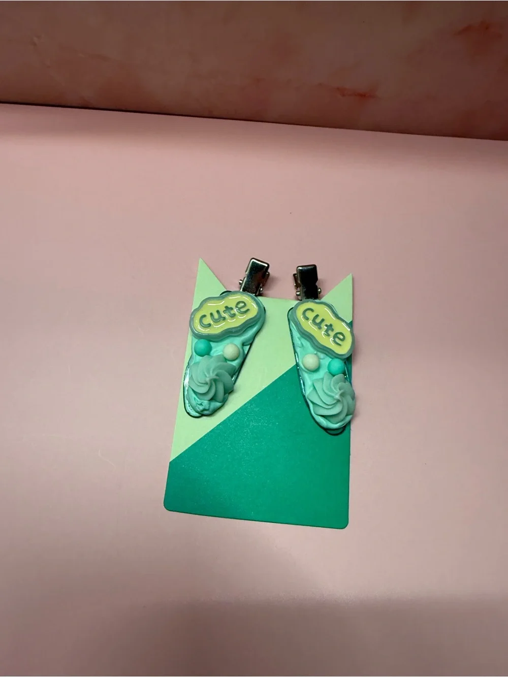 Cute Mint Hair Clips for Kids - 'Cute' Design